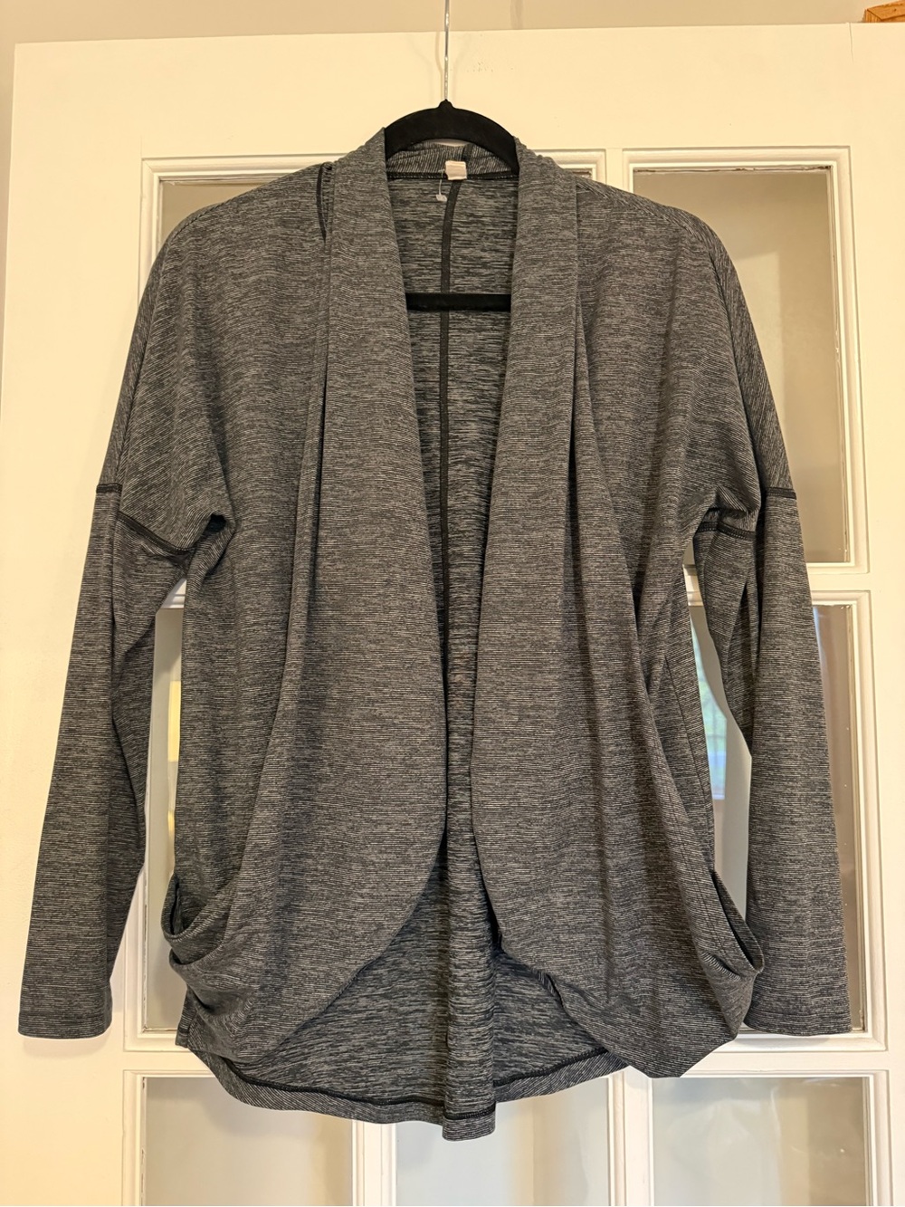 Lucy Gray Open-Front Athletic Yoga Draped Cardigan